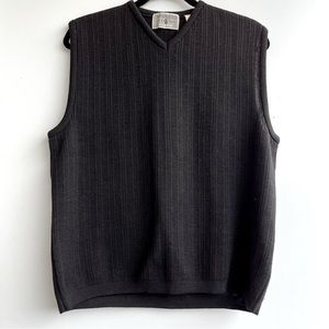 Segreto Italian Black Lightweight Merino Wool Knit Sweater Vest Size M